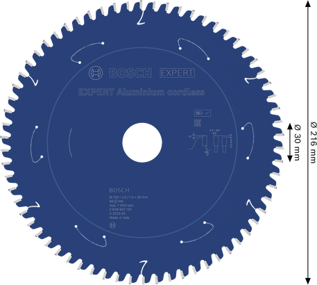 Bosch EXPERT alumiiniumist akuga ringsae tera, läbimõõt 216 mm.